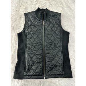 Prana womens black jacket vest size M diamond stitch full zip